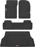 Motor Trend FlexTough™ Heavy Duty Black Rubber Car Floor Mats All Weather & Cargo Liner for SUV Full Set - Universal Trim to Fit Automotive Floor Mat & Trunk Mats for Cars Interior Accessories