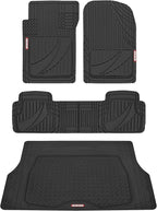 Motor Trend FlexTough™ Heavy Duty Black Rubber Car Floor Mats All Weather & Cargo Liner for SUV Full Set - Universal Trim to Fit Automotive Floor Mat & Trunk Mats for Cars Interior Accessories