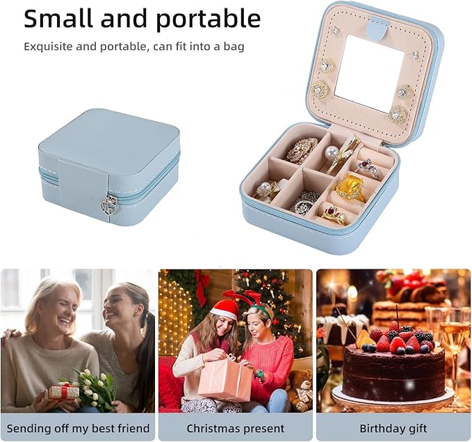 KElofoN Travel jewelry case Travel jewelry box Travel Jewelry Organizer Small Jewelry Organizer Box for Girls Women with Mirr