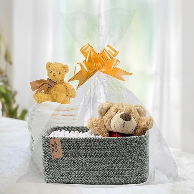 COMFY-HOMI 13" x 8.5" x 5.1"Storage Baskets for Organizing | Cotton Rope Woven Basket | Toy Storage Bin Box | Basket for Shel
