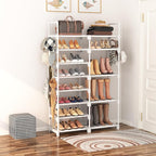 ROJASOP White Shoe Rack, Tall Metal Shoe Rack Organizer for Entryway Closet Garage, 8 Tier Large Shoe Shelf for 26-32 Pairs B
