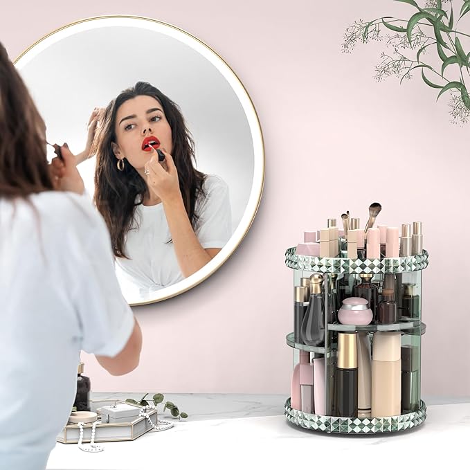 Rotating Makeup Organizer, 360° Spinning Skincare Organizers, Adjustable Layer Cosmetic Storage Lazy Susan Makeup Organizers 