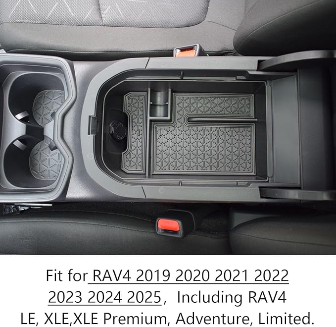 EDBETOS 3PCS Center Console Organizer Tray Set Compatible with Toyota RAV4 2019-2024 2025 and 2021-2025 Prime Accessories Insert Armrest Storage Box, Dash Console Tray,Only Fit 8'' Multimedia Display