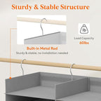 Lifewit Dual-Row Shelf Hanging Closet Organizer and Storage, Clothes Shelves with 3 Sturdy Hooks for Clothing Organization, F