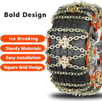 Tire Chains, Snow Chains for Car/SUV/Pickup, for Tire Width（225-285mm), Adjustable Universal Emergency Thickening Chains, 6PC