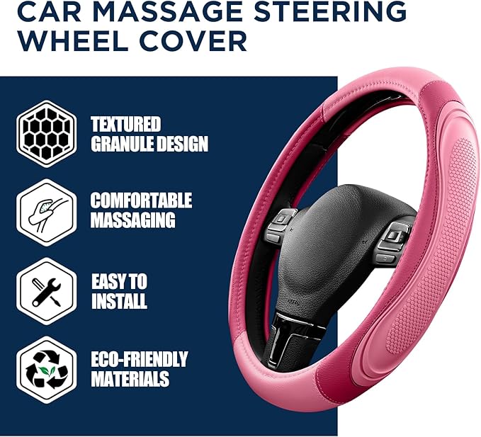 Road Comforts Car Steering Wheel Cover - Microfiber Leather Steering Wheel Wrap Sports 14.5-15 Inch Steering Wheel Cover Non-