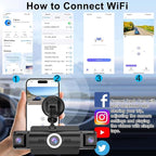 4 Channel 4K Dash Cam Front and Rear Inside, 360° View 1080P Dash Camera for Cars, Super Night Vision, Gravity Sensor, Loop R