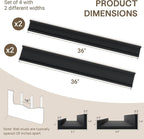 Fun Memories 36 Inch Floating Shelves for Wall - Wall Shelves with Lip Set of 4 - Nursery Bookshelf for Storage - Picture Led