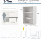 Homes: Inside + Out Apexa 3-Tier Cube Storage Organizer Shelves, Stackable Wood Bookcase Fits Cubby Bins for Organization, Do