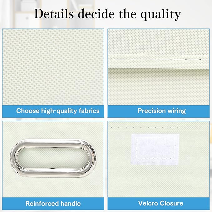 STOREONE Fabric Storage Cube Bins Foldable Organizer Container Collapsible Basket with Lids and Metal Handles, for Home, Bedr