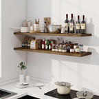 Dreamland 55" Floating Shelves for Wall, 12" Deep Slim Rustic Brown Floating Shelves, Wall-Mounted Shelves for Bedroom, Livin