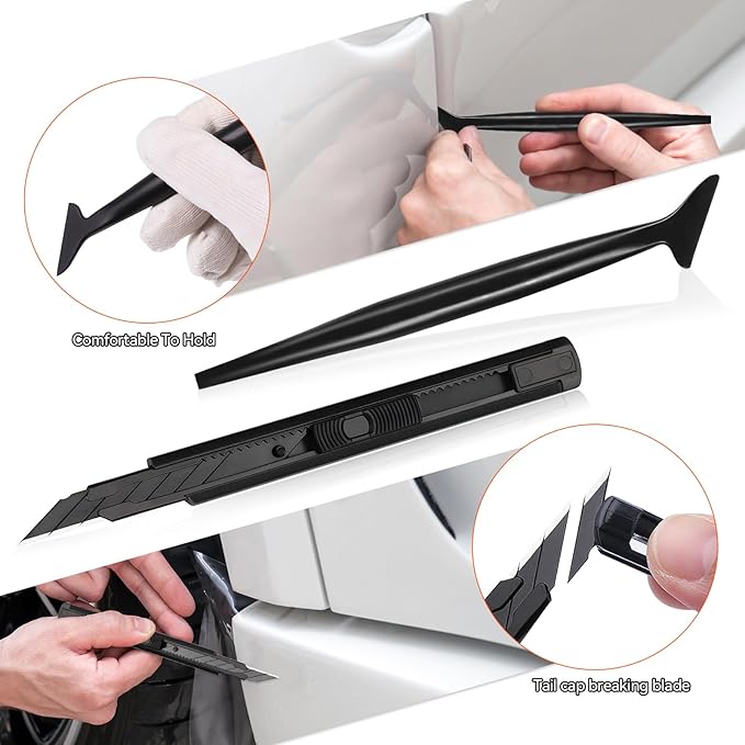 WRAPXPERT Vinyl Wrap Tool Kit,Car Wrap Kit Include Vinyl Wrap Gloves & Magnets,Utility Knife with Blades,Wrapping Paper Cutter,Felt Squeegee Corner Squeegee Window Tint Tools