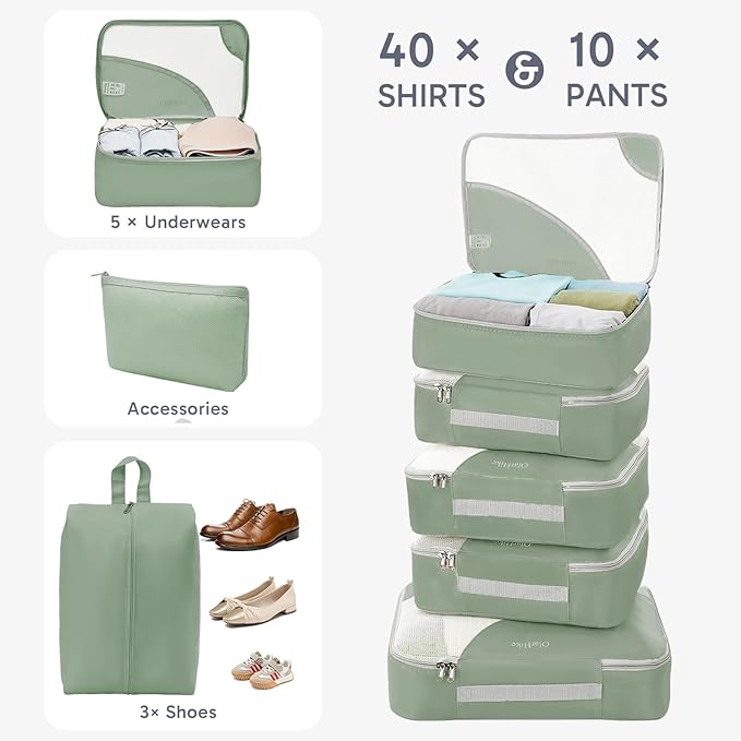 10 Set Packing Cubes for Travel, Gifts for Women Mom,Anti-Tearing Suitcase Organizer for Luggage with Shoe & Hanging Toiletry