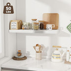 Fun Memories Deep Floating Shelves, 32W x 12D White Wall Shelves, 32 Long Rustic Wood Wide Storage Shelves for Bedroom, Kitch