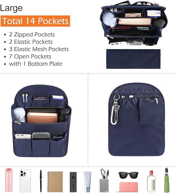 Surblue Backpack Organizer Insert Liner Hanging Travel Rucksack Purse and Handbag Insert Pocket, High-capacity Divider Foldab