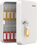 Uniclife 28 Position Key Cabinet with Key Lock Wall Mounted White Security Storage Box Steel Key Organizer with Colorful Key 