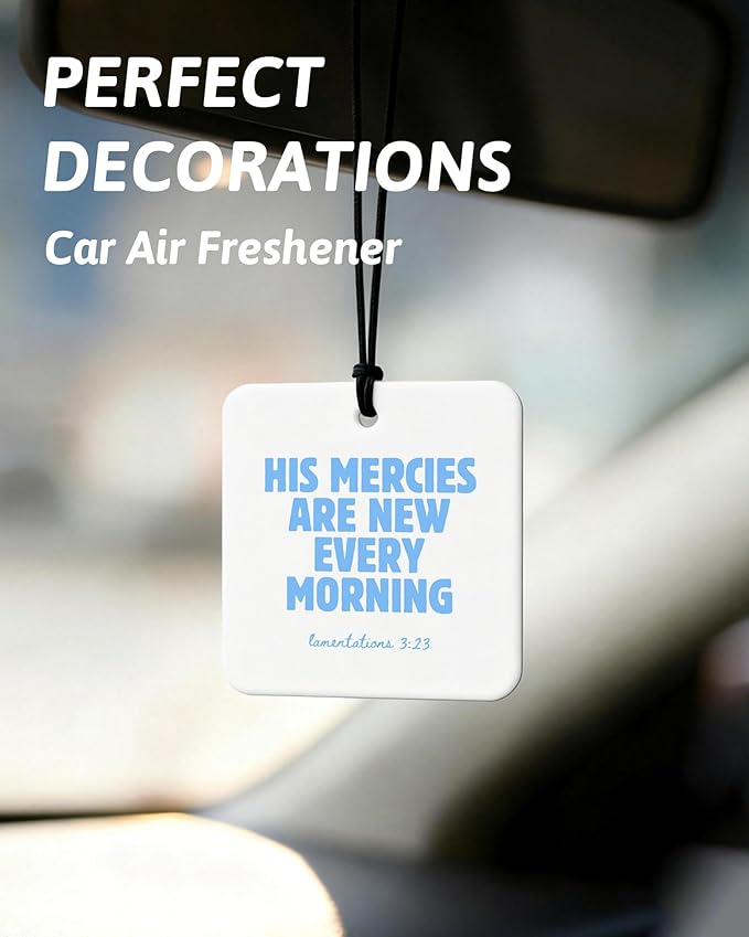 Blue Christian Car Air Freshener 4 Pcs, Coquette Blue Bow Bible Verse Religious Hanging Air Freshener for Cars Closet Drawer 