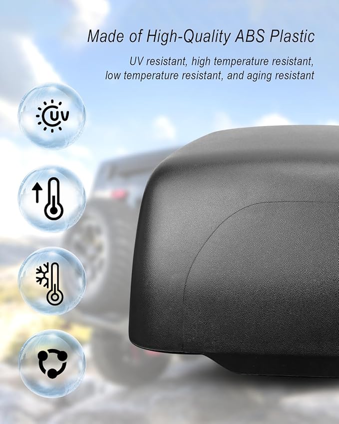 Left Mirror Cover Cap Trim Fit for Jeep Wrangler JL 2018-2023 Replace 68361961AA, Side Door Rearview Mirror Cover