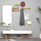 VAEHOLD Hat and Coat Wall Mount Rack - Hooks for Robes, Bags, Keys, and Towels - Bathroom Towel Hanger Organizer (Gold, “T“ S