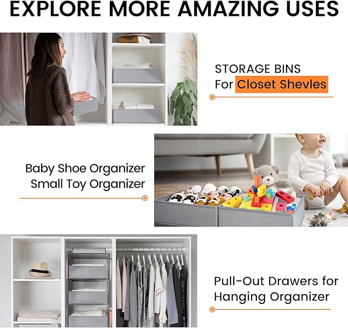 【FAMILY PACK】Drawer Organizer Clothes, 20 Pack Dresser Organizer Bins for Baby Clothes - Underwear Bra Sock Organizer - Fabri