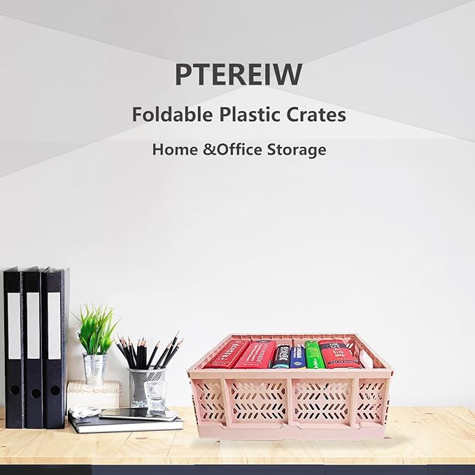 20L Foldable Crates, 4Pack Plastic Baskets for Home and Office,Plastic Folding baskets,Collapsible Crates for Chrismas Gifts,