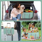 MHOMER Reusable Upright Grocery Bags Extra Waterproof Large Tote Bag with Carrying Handles Reinforced Bottom and Side Durable Oxford Fabric Foldable Shopping Bags Light Green
