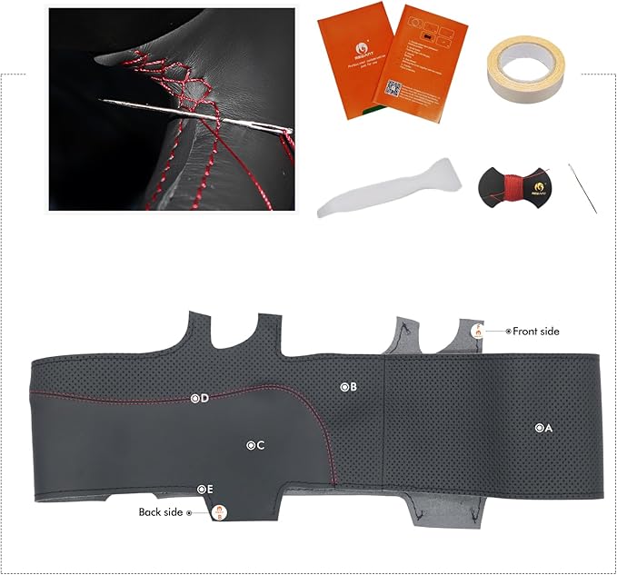 MEWANT DIY Stitching Steering Wheel Cover Wrap for Tesla Model 3 Highland 2023-2025/Model Y 2025 Highland for Tesla Model 3/Model Y Accessories(3D Style)