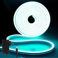 iNextStation 12V Ice Blue LED Strip Lights 16.4FT, Flexible Silicone Neon Rope Light with Power Adapter, Waterproof, Cuttable, Dimmable & Linkable, LED Lights Strip for Bedroom, Kitchen(with Plug)