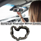 Bling Car Rearview Mirror Cover with Crystal Rhinestones Women's Full Drill Head Pillow Cover Interior Accessories - Universal Fit, Multicolor