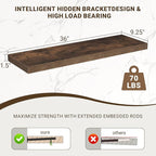 36 Inch Floating Shelves, 36"x9.25"x1.5" Inch Deep Floating Shelves for Wall, Wooden Shelves for Bathroom, Bedroom, Living Ro