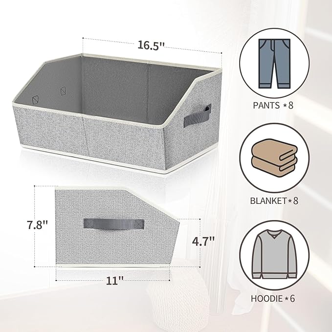 Homsorout Closet Baskets for Shelves Trapezoid - Decorative Storage Baskets with Handle, Closet Bins for Organization, Shelf 