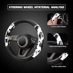 Cow Print Steering Wheel Cover, Universal 14.5-15 inch Breathable Microfiber Leather Anti-Slip Car Steering Wheel Protector f