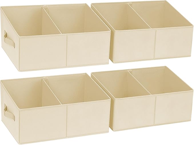 DIMJ Trapezoid Storage Bins for clothes - 4 Packs Closet Organizers and Storage Baskets, Foldable Closet Baskets with Handles