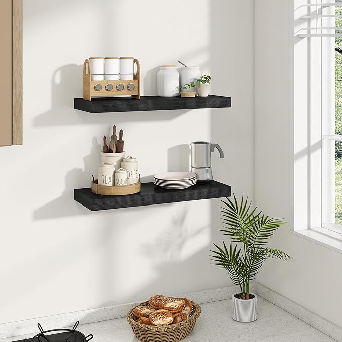 Dreamland 24 Inches Floating Shelves for Wall, 8" Deep Long Floating Shelves Set of 2, Large Display & Storage Shelf, Wall Sh