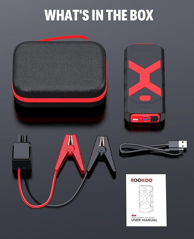 BOOKOO A9 Jump Starter 4000A for Car,Boat,Lawnmower 12L Gas&10L Diesel Engines Portable 12V Car Battery Jump Starter with