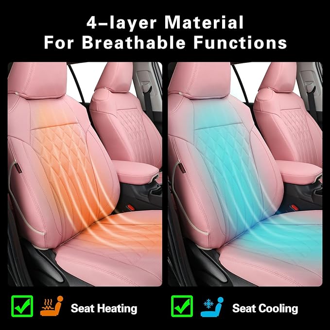 EKR Rav4 Seat Covers Custom Fit for Toyota Rav4 XLE,Platinum,Limited 2013-2018 & SE 2016-2018, Leather Pink Seat Cover Full S
