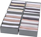 4 Packs T-shirt Drawer Organizers for Clothing,8 Grids Compartment Wardrobe Storage Box, Washable Clothes Organizer for Folde