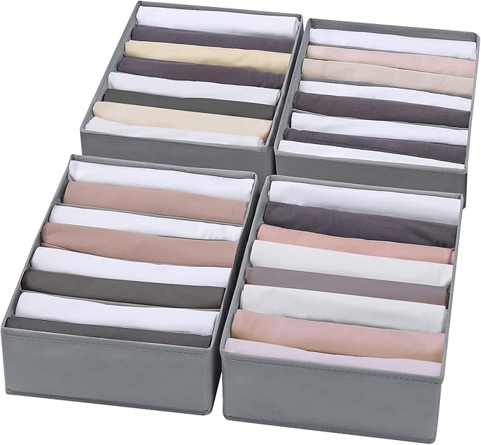 4 Packs T-shirt Drawer Organizers for Clothing,8 Grids Compartment Wardrobe Storage Box, Washable Clothes Organizer for Folde