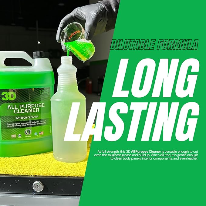 3D All Purpose Cleaner – High-Performance Interior & Exterior Car Cleaner for Vinyl, Leather, Plastic, Fabric, Carpet & More 