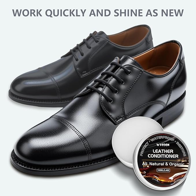 Leather Recoloring Balm with 100ml Mink Oil Conditioner | Black Repair Kit, Dye & Color Restorer for Furniture, Sofa, Car Sea