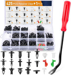 GOOACC 425 Pcs Car Body Retainer Clips Set Tailgate Handle Rod Clip Fastener Remover - 19 Popular Sizes Auto Push Pin Rivets 