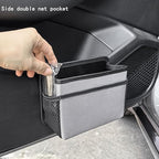 Car Trash Can, Foldable Multifunctional Hanging Storage Box Trash Can with a Roll of Garbage Bag, Multi Pocket Design Suitable for Car, Home and Office (Beige)
