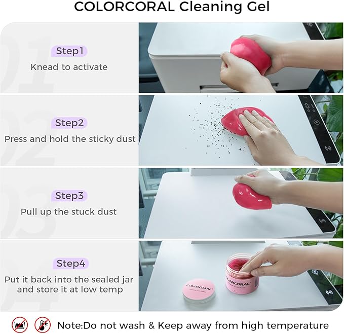 COLORCORAL Cleaning Gel 2Pack for Office Products Cleaning,Keyboard Cleaner Dust Clean Gel for Car Interior Cleaning,Car Putt