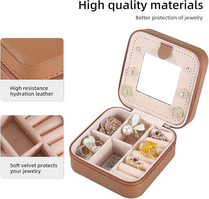 KElofoN Travel jewelry case Travel jewelry box Travel Jewelry Organizer Small Jewelry Organizer Box for Girls Women with Mirr