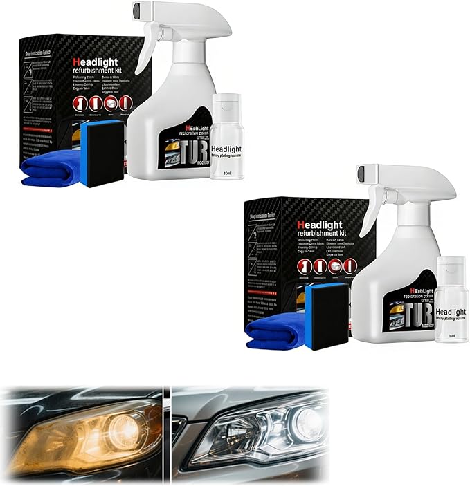 HISKI Headlight Restoration Kit with Ceramic Coating, Automotive Headlamp Restoration Fluid Kit, Headlight Restoration Kit,Mu
