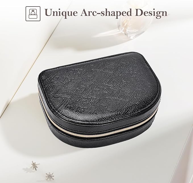 ProCase Travel Size Jewelry Box, Medium Portable Seashell-Shaped Jewelry Case, 2 Layer Mini Jewelry Organizer in PU Leather f