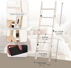 Blanket Ladder for The Living Room 6-Tier, Wooden Decorative Quilt Holder for Bed Room, Wall-Leaning Towel Rack for Bathroom，
