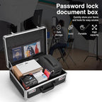 LOCKCURX File Organizer Storage Box - 16.9 x 12.2 x 6.3 Inch Large, Portable Locking Storage Totes with Dual Combination Lock