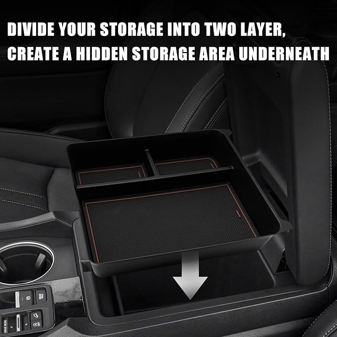 Muslogy Center Console Organizer Compatible with Honda Pilot 2023 2024 2025 2026, 2024-2026 Ridgeline/Passport Center Console Storage Box Divider Inserts Interior Accessories ABS Material(Brown)