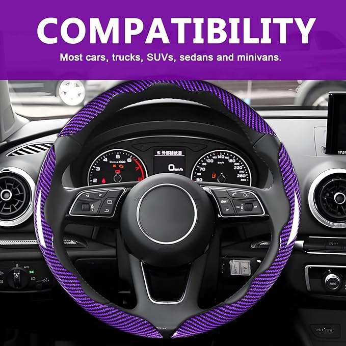 3pcs Universal Carbon Fiber Steering Wheel Cover - Anti-Slip & Segmented Design, Universal 99% Durable Steering Wheel Protect